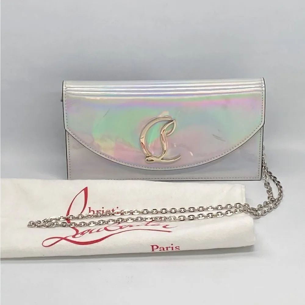 Christian Louboutin Loubi54 iridescent leather clutch shoulder bag